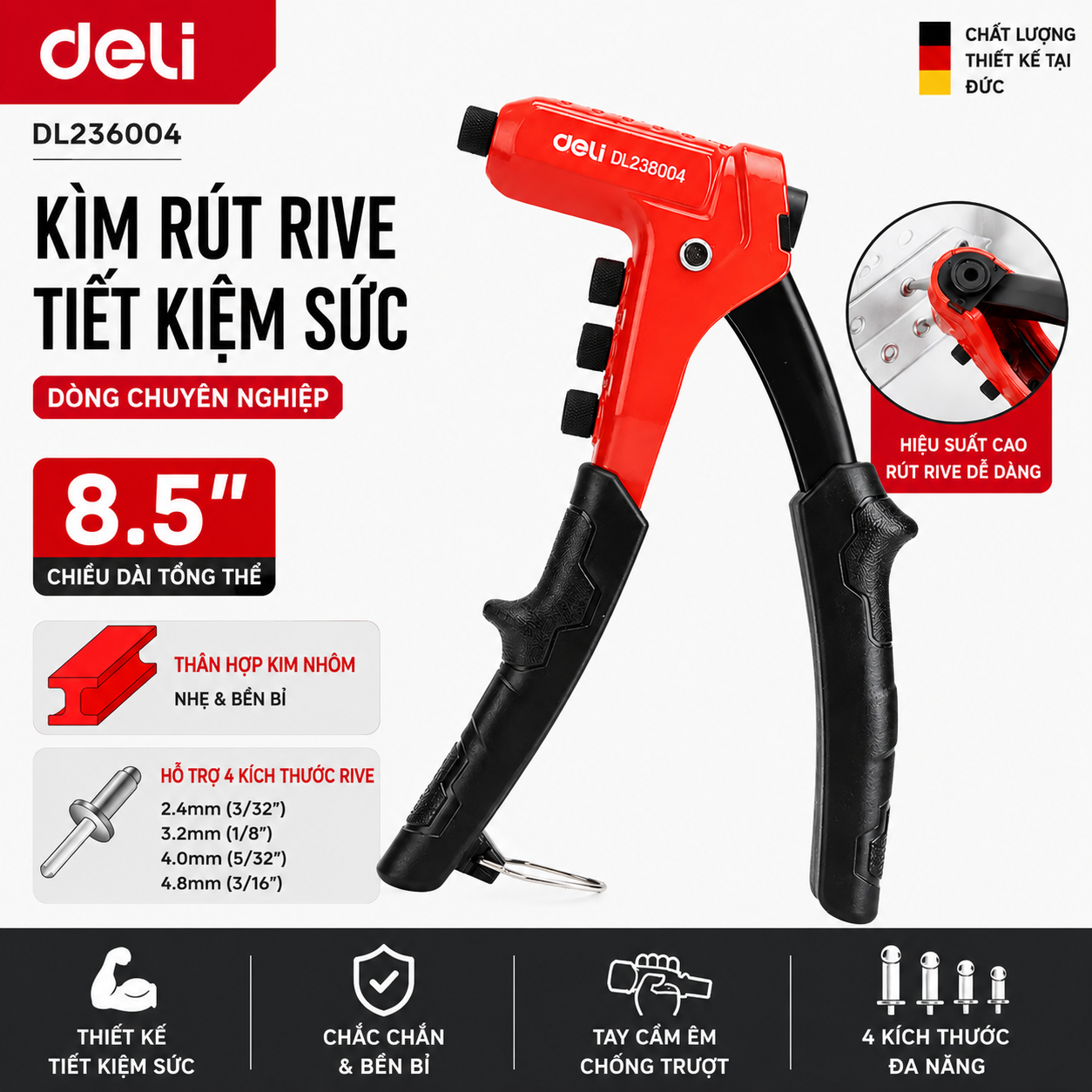 Kìm rút rive trợ lực 8.5