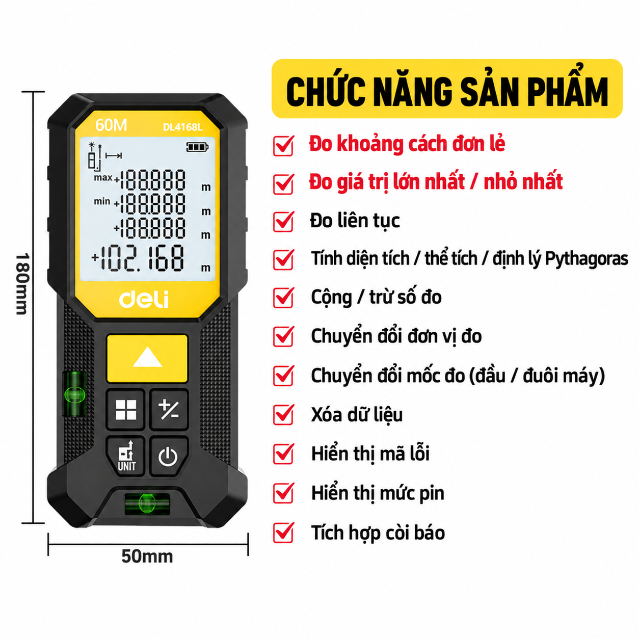 Máy Đo Khoảng Cách Laser 60m - EDL4168L
