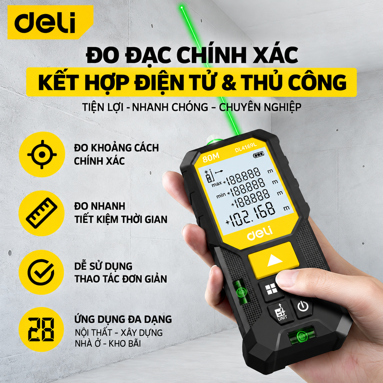 Máy Đo Khoảng Cách Laser 80m EDL4169L