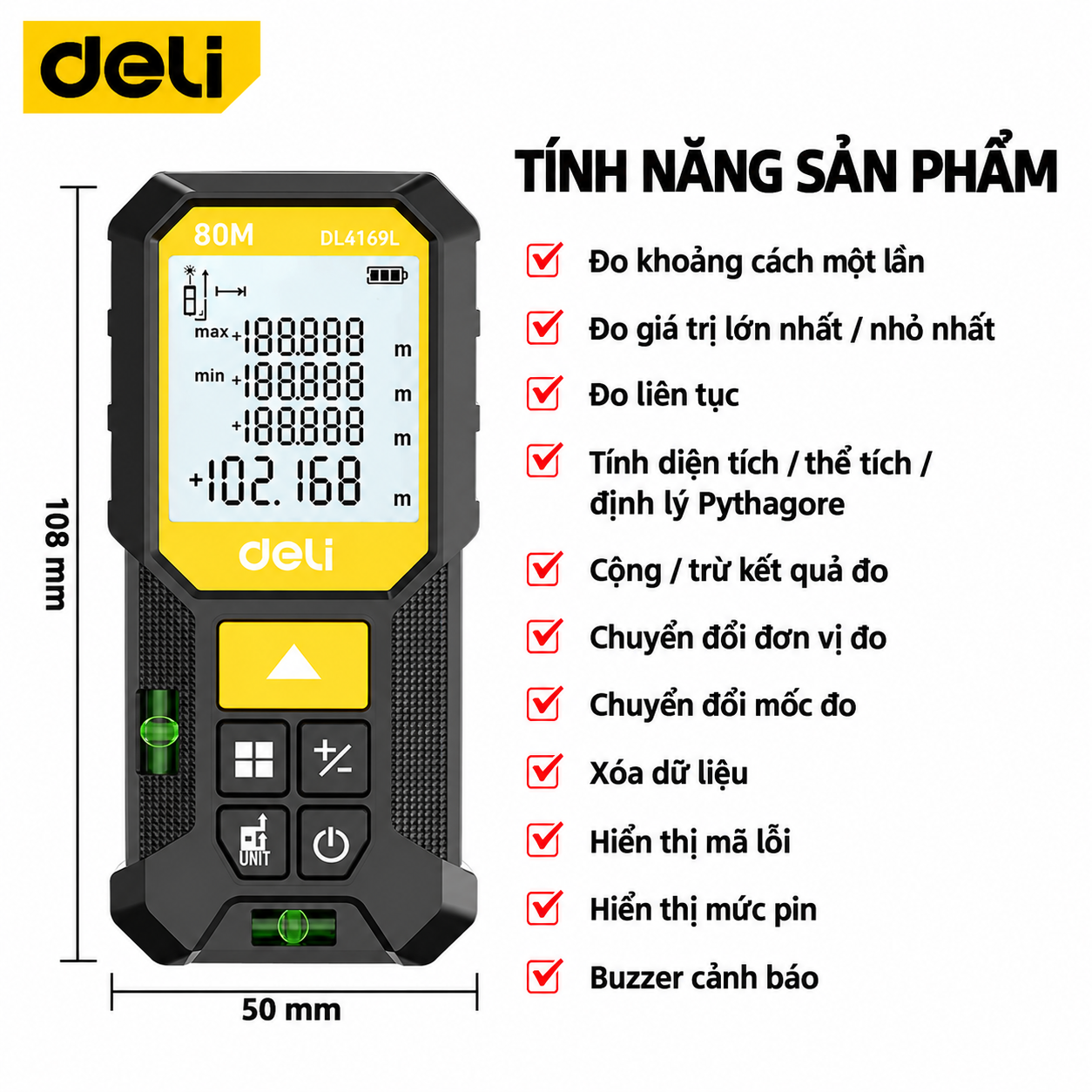 Máy Đo Khoảng Cách Laser 80m EDL4169L