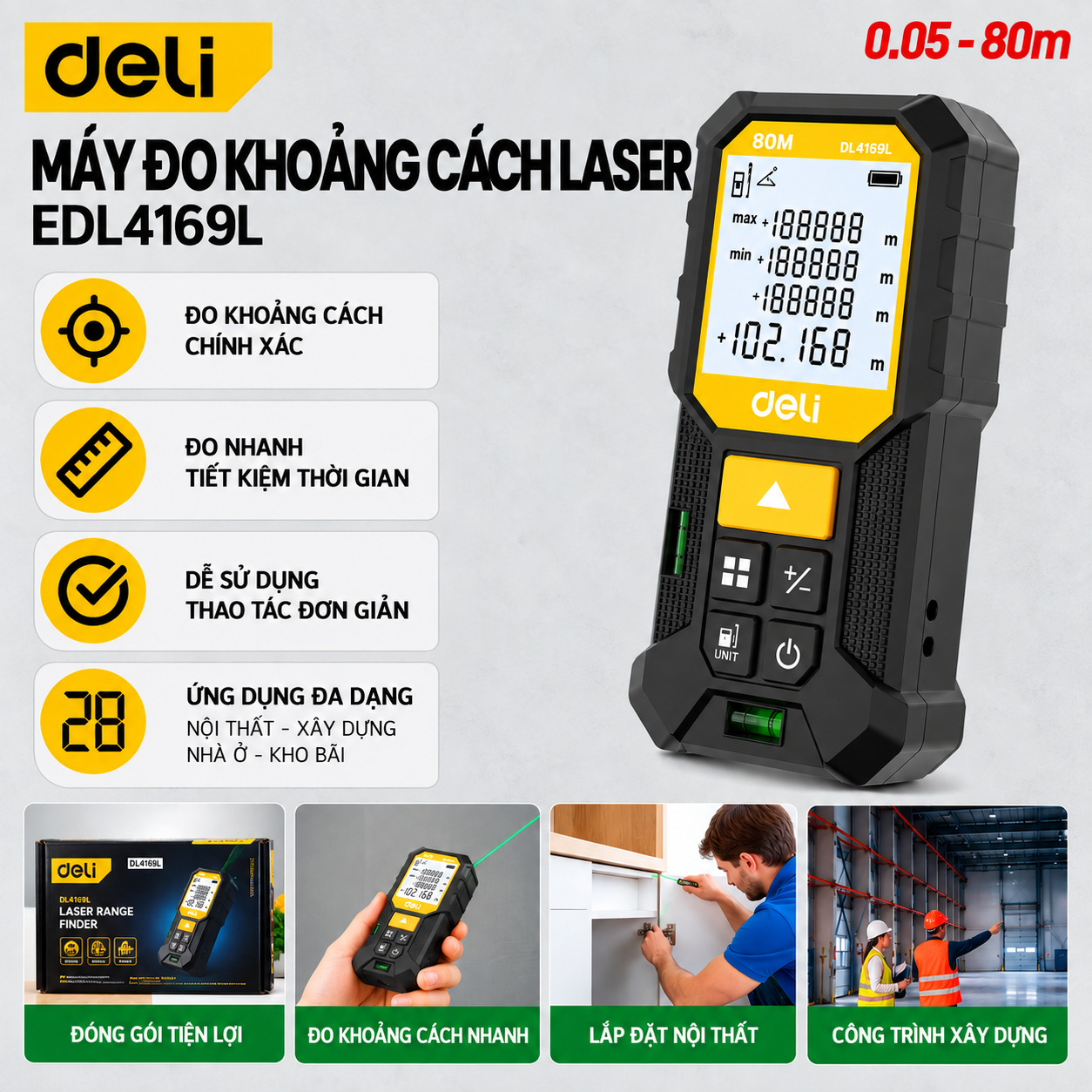 Máy Đo Khoảng Cách Laser 80m EDL4169L