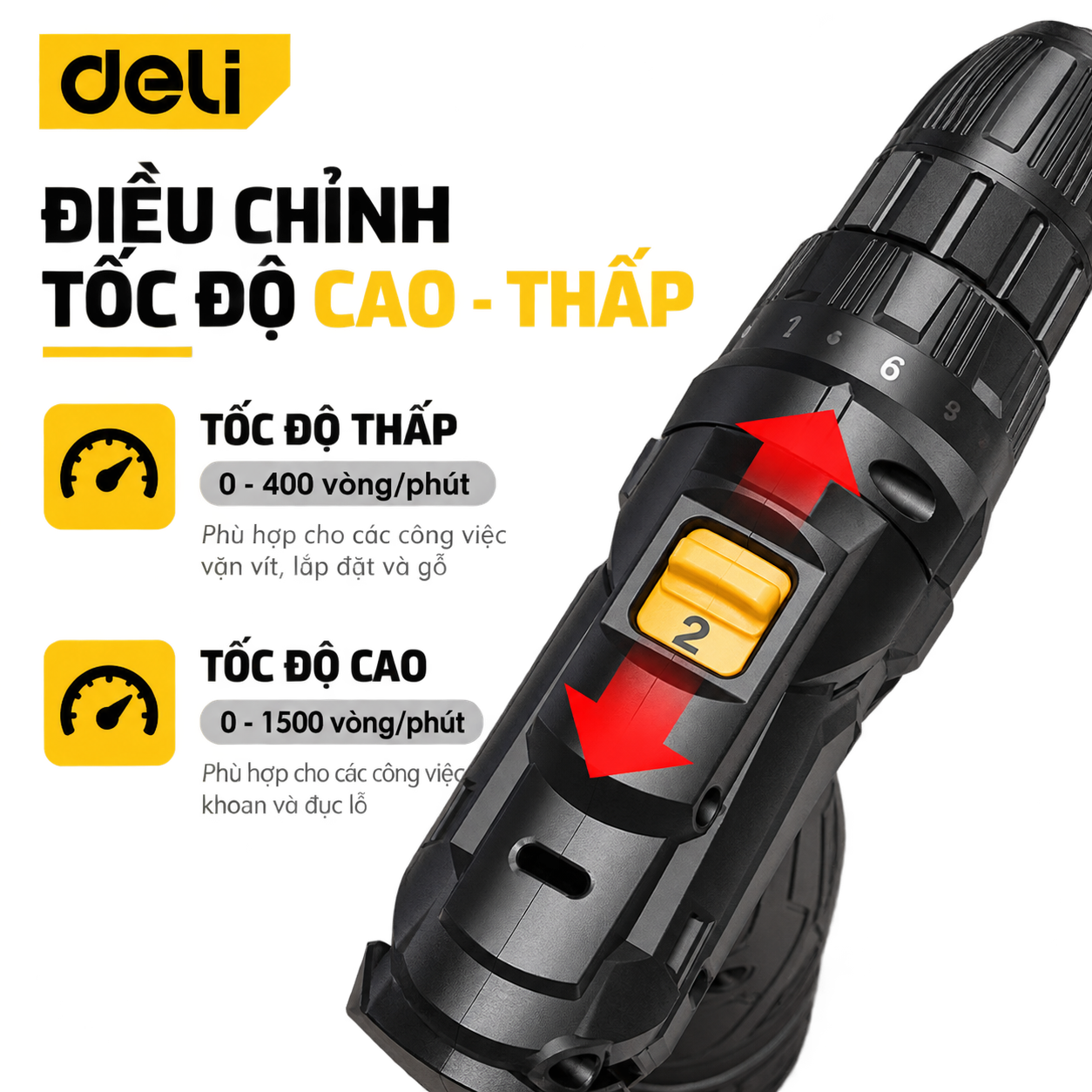 Máy Khoan Bắt Vít Deli Pin 12V