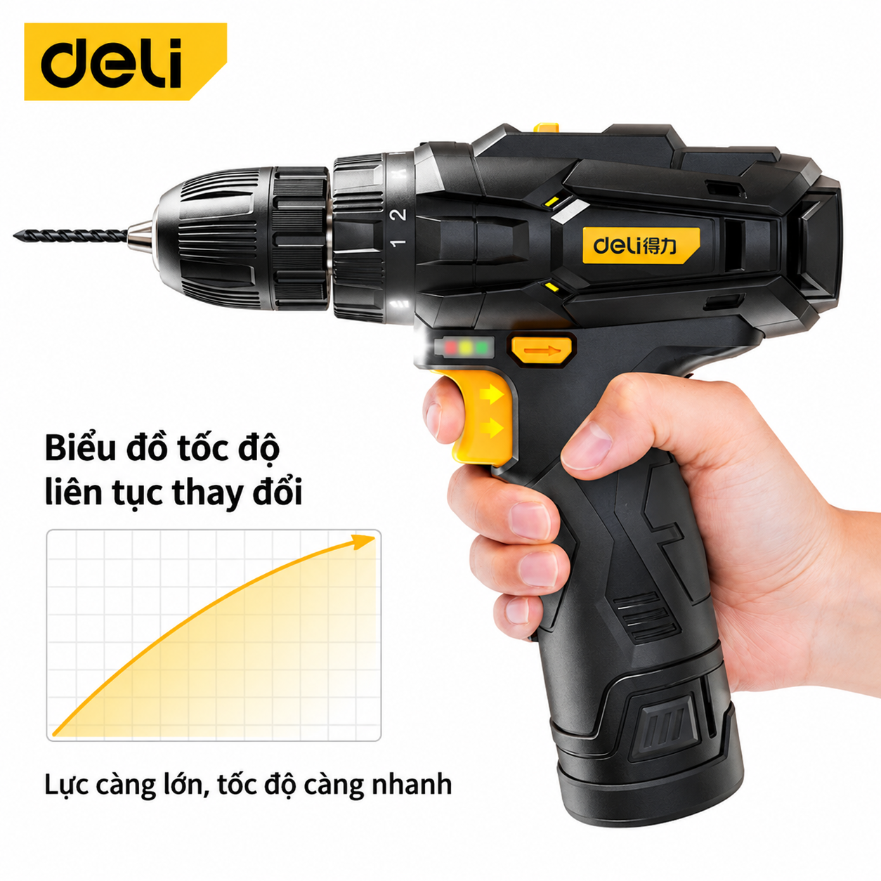 Máy Khoan Bắt Vít Deli Pin 12V