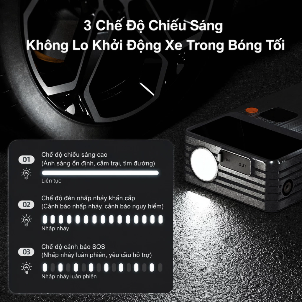 Máy Kích Bình, Bơm Hơi 2 Trong 1 - 8000mAh 150psi Deli