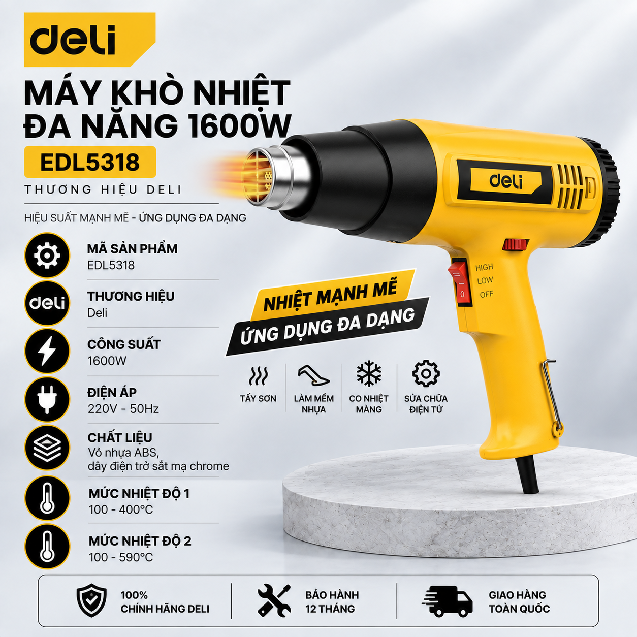Máy khò nhiệt điều chỉnh 1600W
