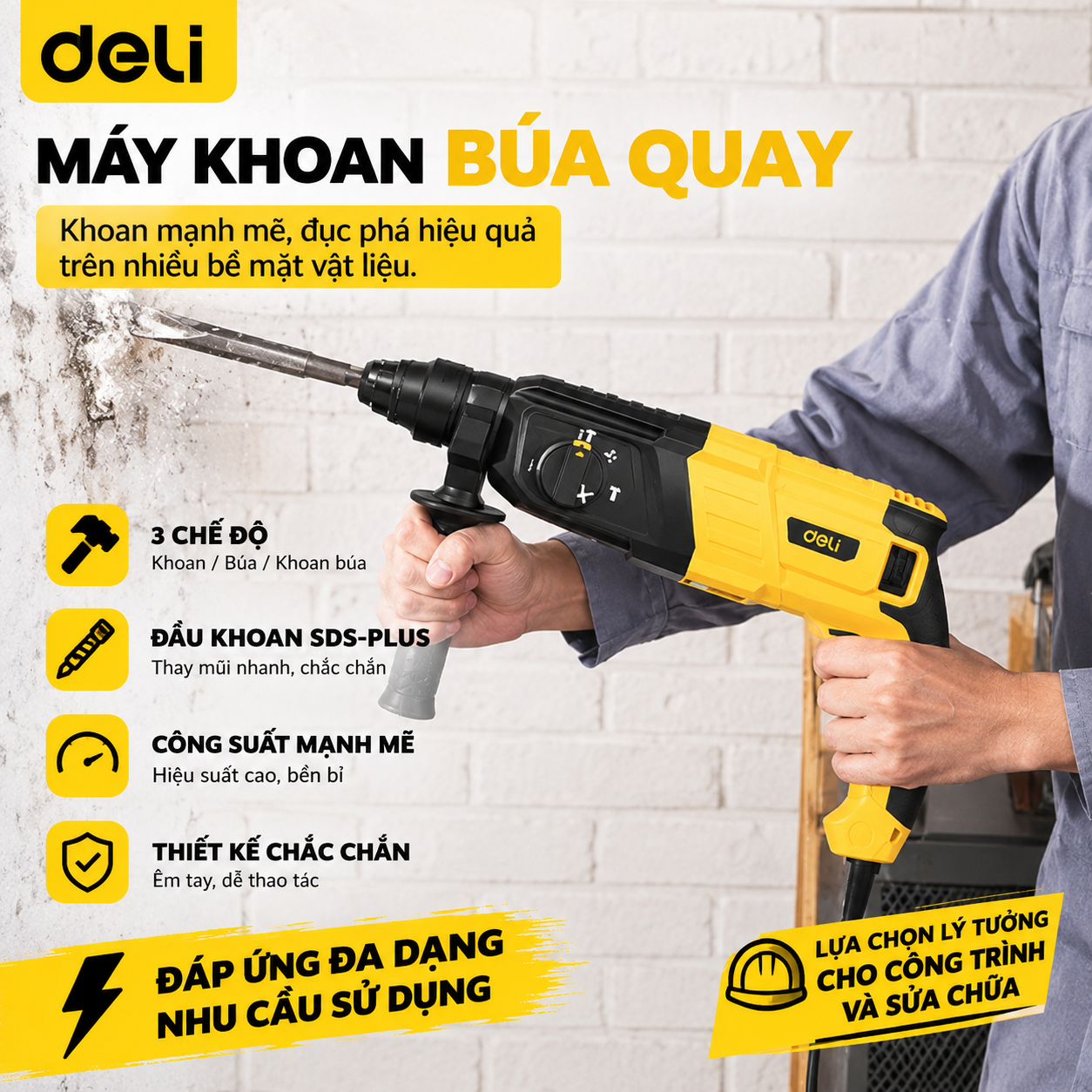 Máy khoan búa 800W 26mm