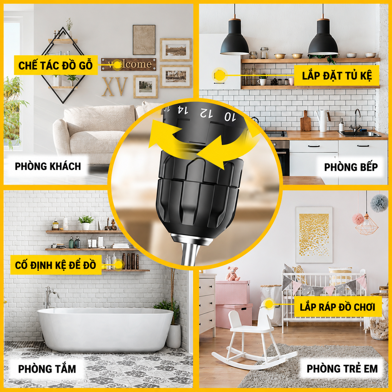 Máy khoan pin - Điện áp: 12V - Dung lượng pin: 1500mah - Lực siết tối đa: 25NM