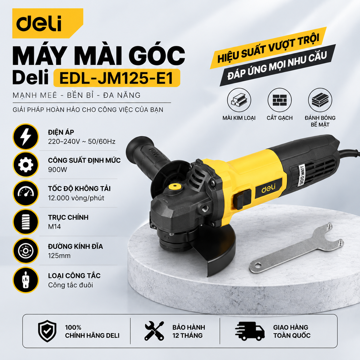 Máy mài 125mm 900W Công tắc đuôi