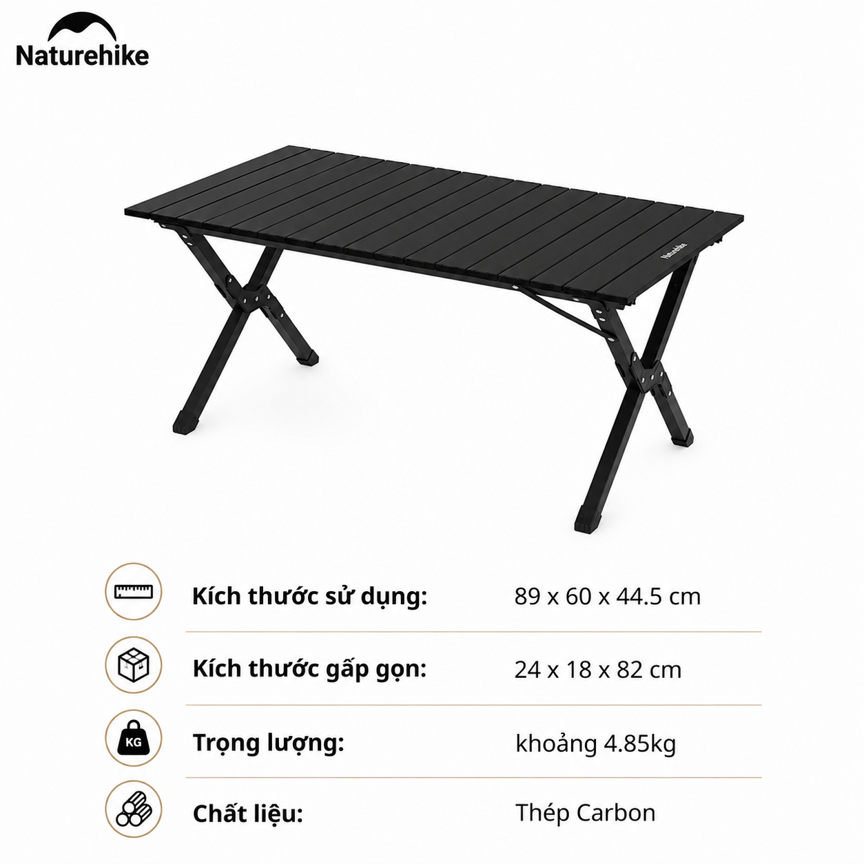 Naturehike CNK2550JJ018 – Bàn cắm trại đa năng, tiện lợi - Đen M
