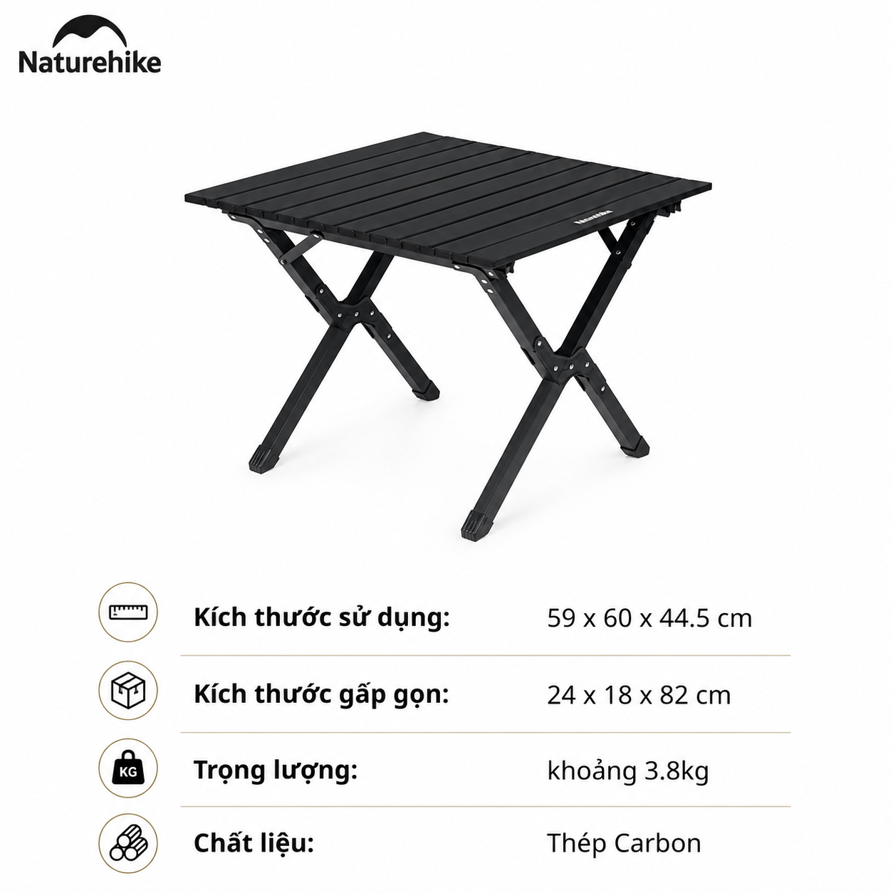 Naturehike CNK2550JJ018 – Bàn cắm trại đa năng, tiện lợi - Đen S