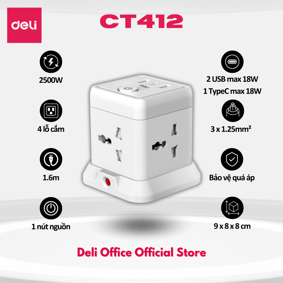 Ổ điện lập phương_4 ổ+2A1C+1.6m C