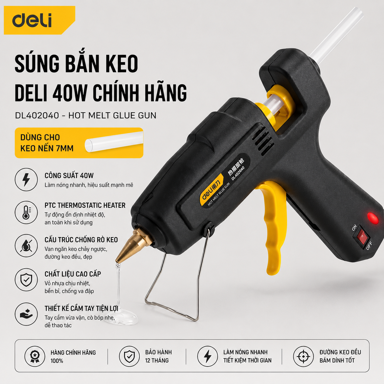 Súng bắn keo 40W màu đen