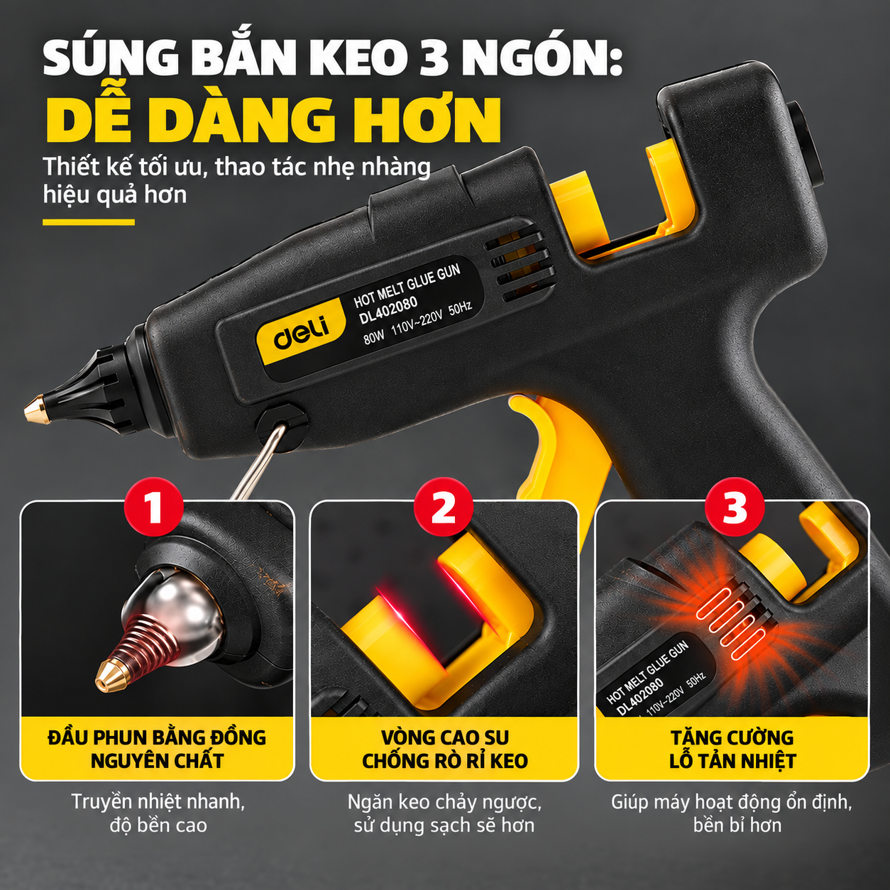 Súng bắn keo 80W đen