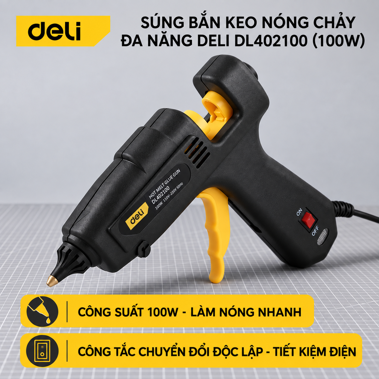 Súng bắn keo nến 100W - Đen