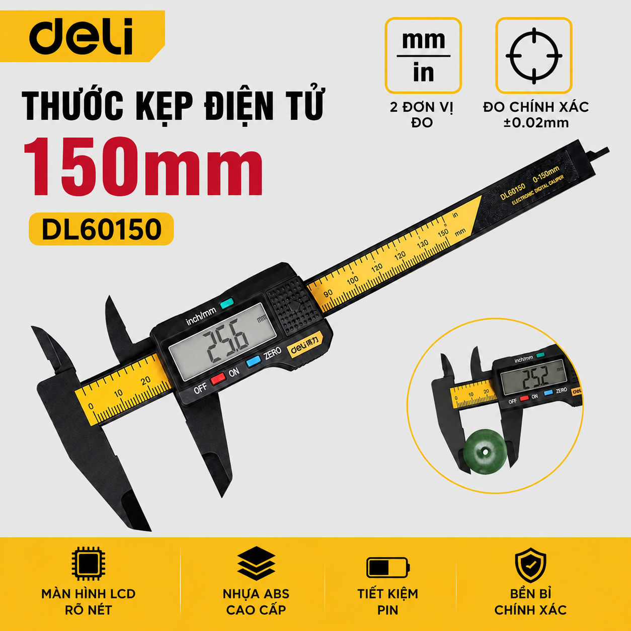 Thước kẹp điện tử thân nhựa - 150mm
