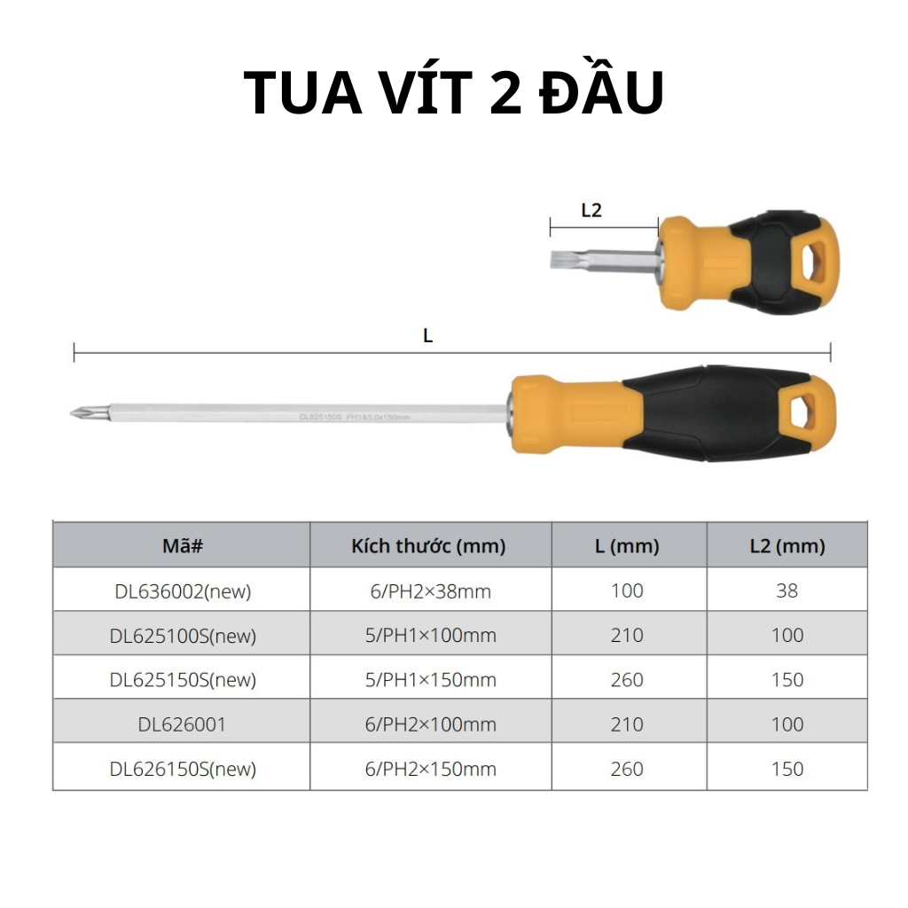 Tovit 2 đầu PH2x100mm