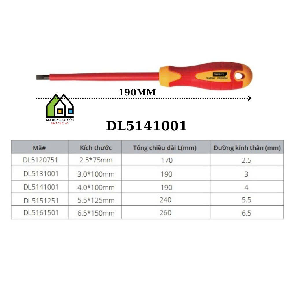 Tua vít cách điện 2 cạnh 4.0x100mm