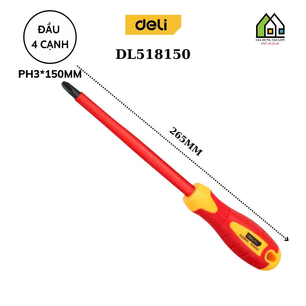 Tua vít cách điện 4 cạnh PH3x150mm