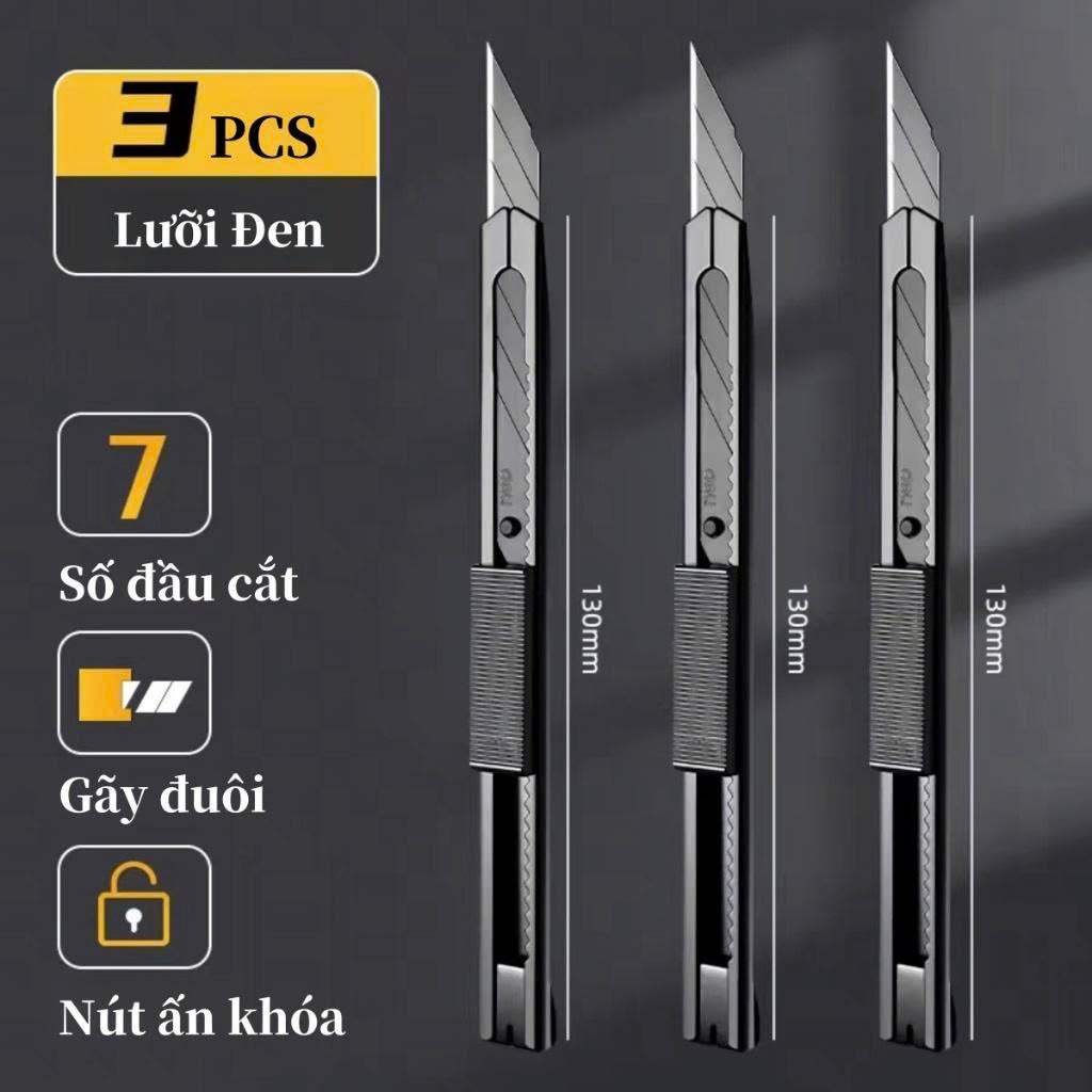 combo3 Dao rọc giấy mini 9mm SK5 Đen