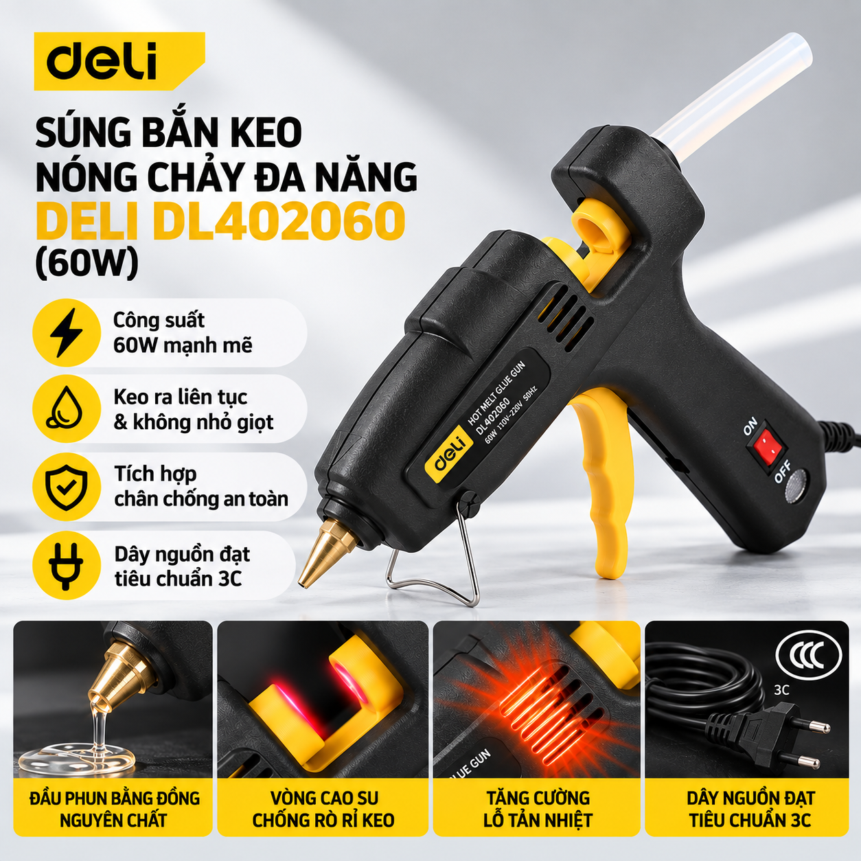 súng bắn keo nóng chảy 60W (đen)