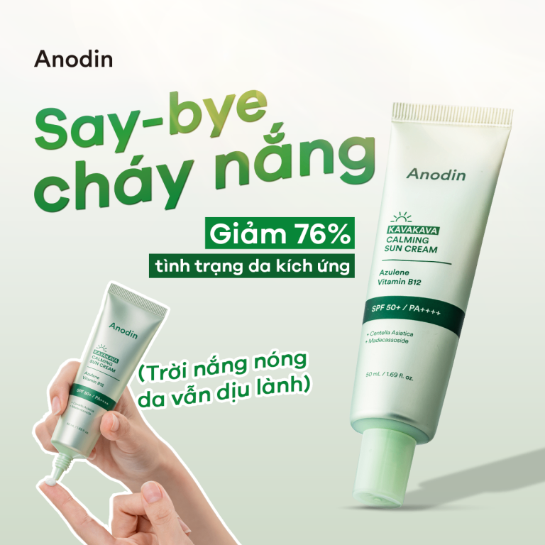 Kem chống nắng thuần vật lý cho da dầu mụn, nhạy cảm ANODIN KAVA KAVA Calming Sun Cream 50ml