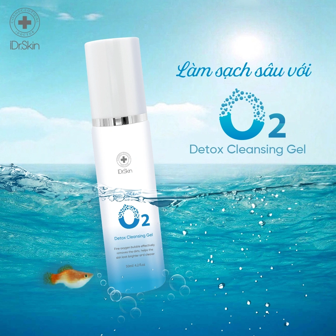 Sữa rửa mặt làm sạch sâu không lo mất ẩm O2 Detox Cleansing Gel Idrskin