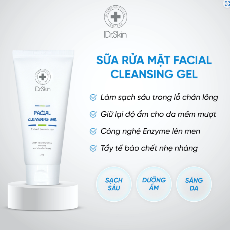 Sữa rửa mặt Facial Cleansing Idrskin cho da dầu mụn sạch sâu