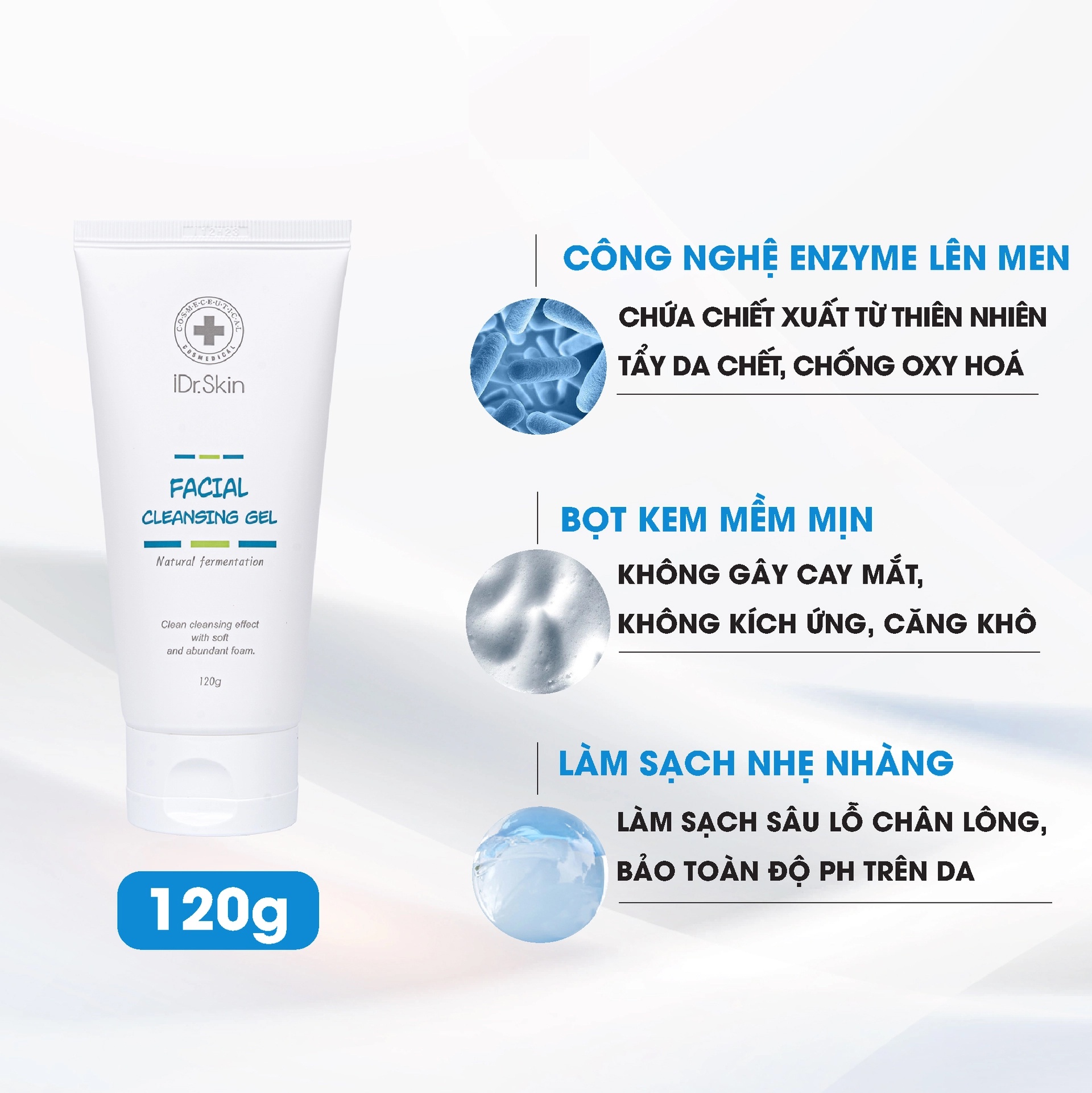 Sữa rửa mặt Facial Cleansing Idrskin cho da dầu mụn sạch sâu