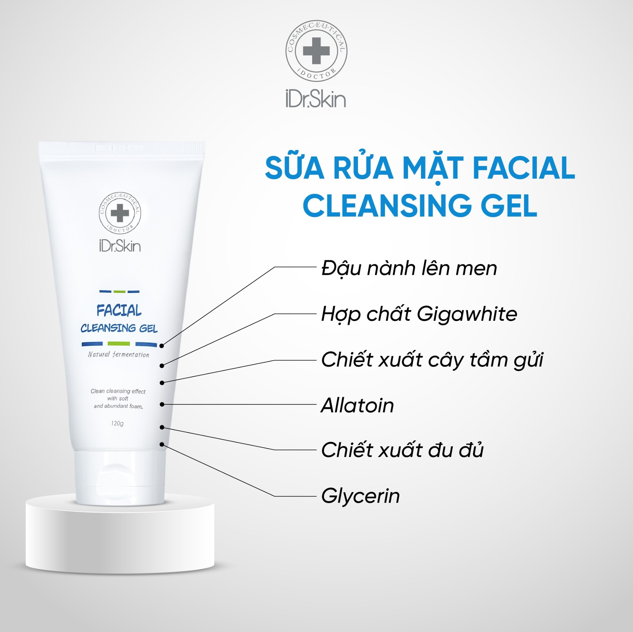 Sữa rửa mặt Facial Cleansing Idrskin cho da dầu mụn sạch sâu