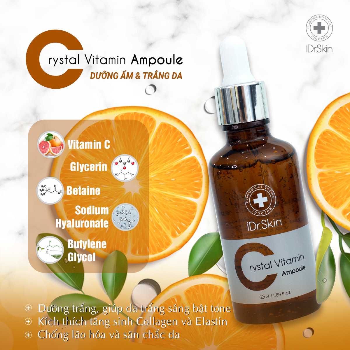 Tinh chất serum cho làn da trắng sáng Crystal Vitamin C Ampoule Idrskin