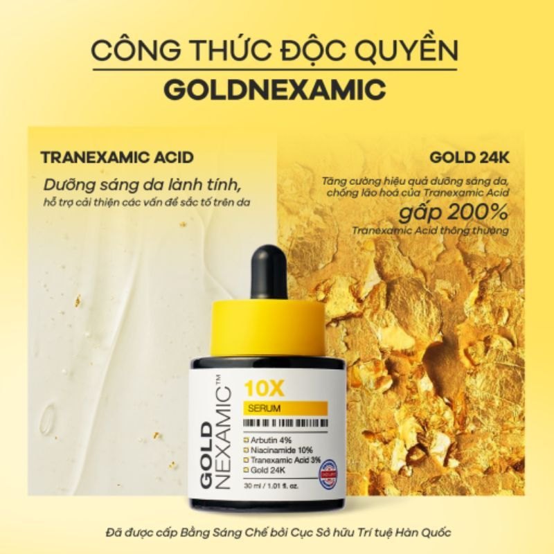 Serum trắng da mờ thâm nám đa tầng Anodin GOLDNEXAMIC 10X Serum 30ml