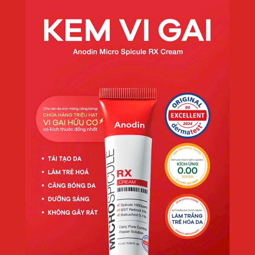 Kem vi gai retinol trẻ hoá căng bóng da Anodin Micro Spicule RX Cream 15ml