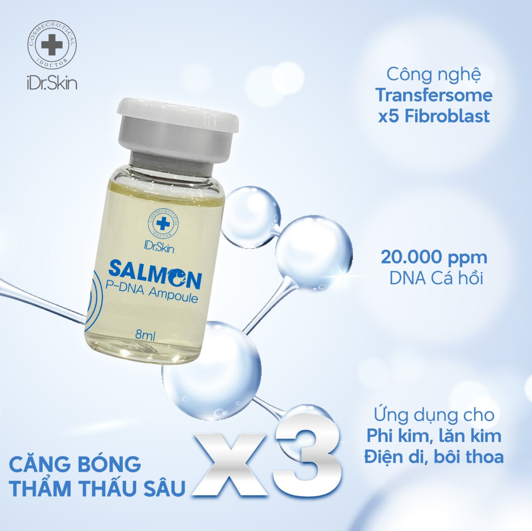 Tế bào gốc cho làn da trẻ hoá căng bóng Salmon P-DNA Ampoule Idrskin