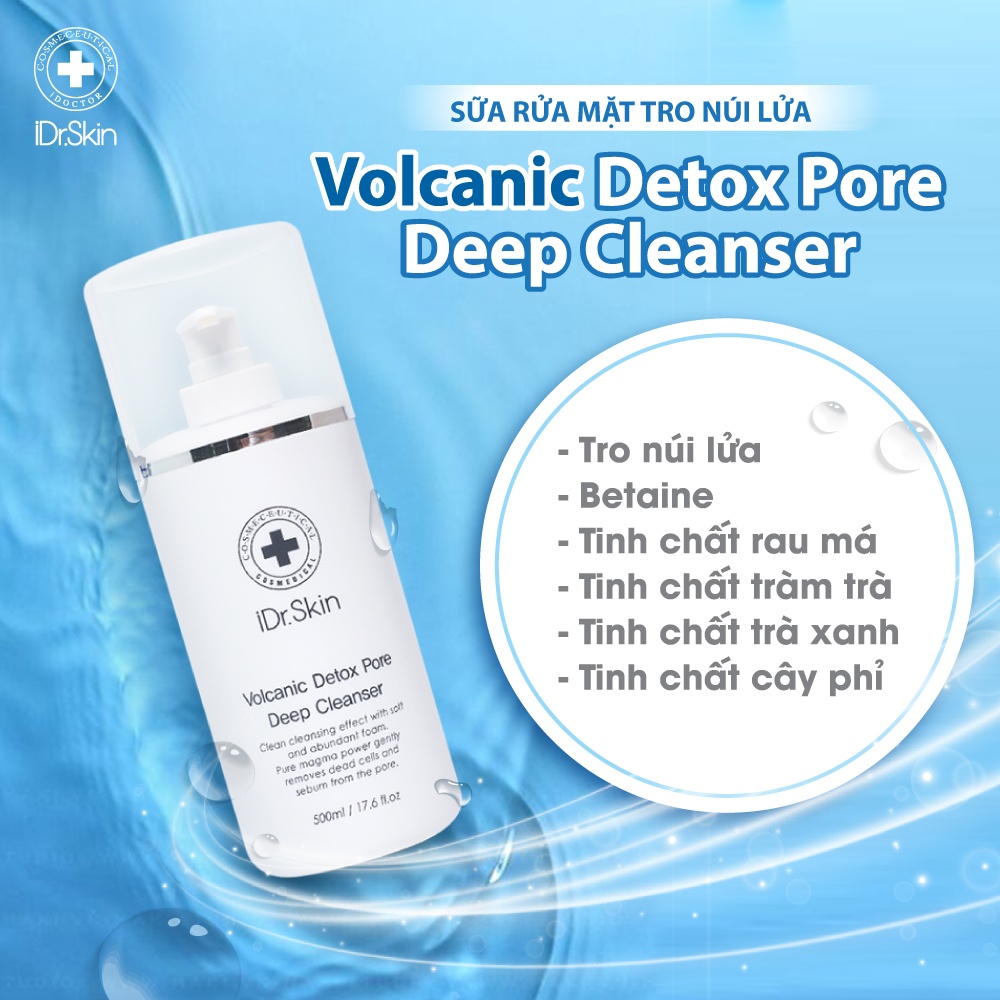 Sữa rửa mặt phù hợp cho da thường, da dầu, da khô Volcanic Detox Pore Deep Cleanser Idrskin