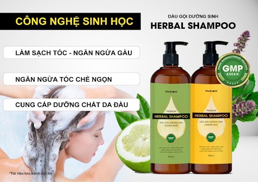 Dầu gội công nghệ sinh học Premium Herbal Shampoo Mediworld 500ml