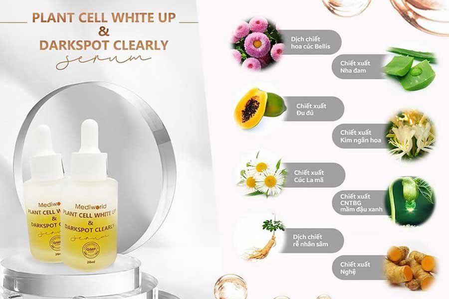 Tinh chất hỗ trợ trắng da mờ nám, tàn nhang Plant Cell White Up & Darkspot Clearly Mediworld