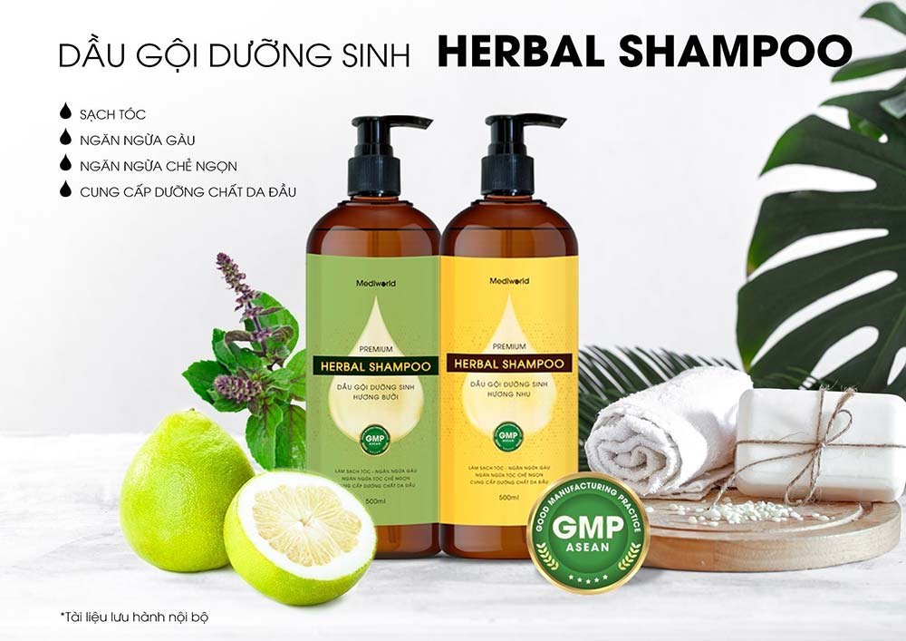 Dầu gội công nghệ sinh học Premium Herbal Shampoo Mediworld 500ml