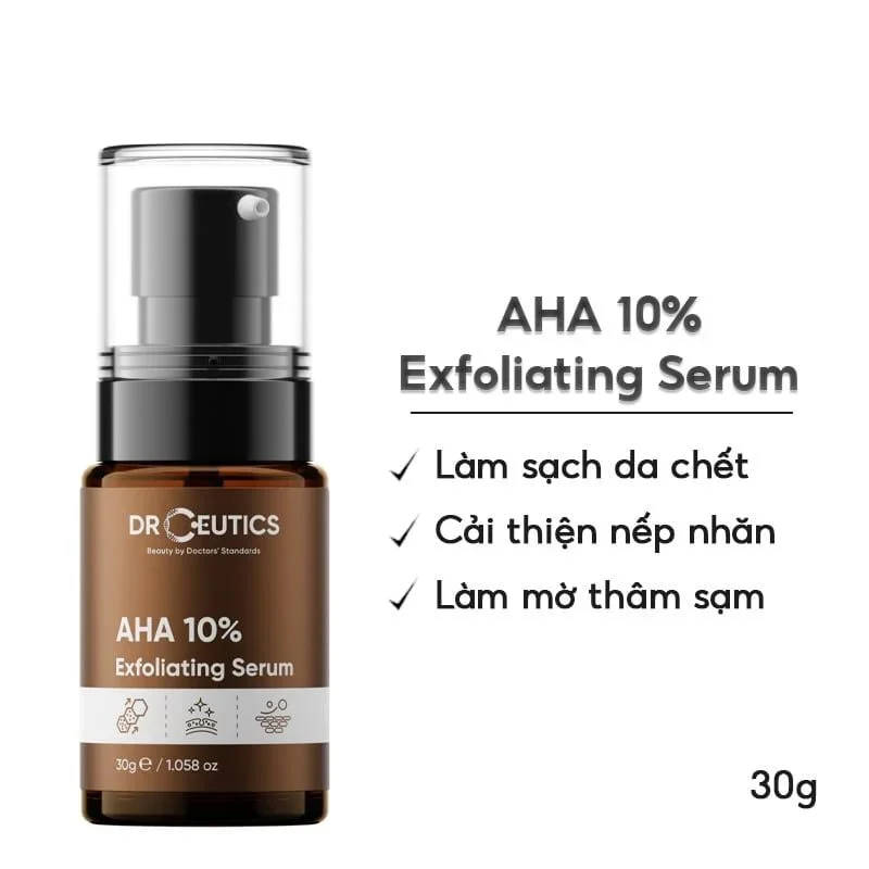 Serum tẩy da làm sáng DrCeutics AHA 10% Exfoliating Serum 30ml.