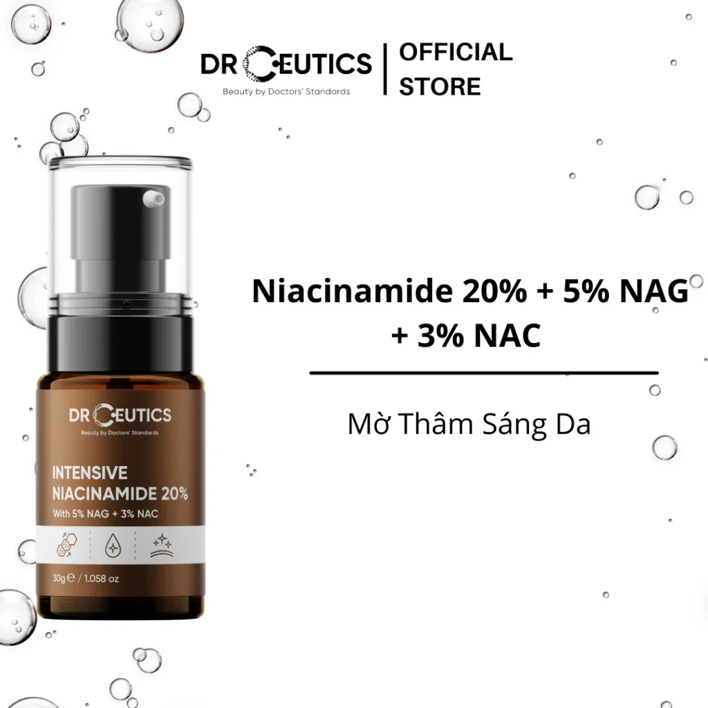 Serum sáng da, mờ thâm sạm DrCeutics Vitamin B3 20% + NAG 5% + NAC 3% 30gr