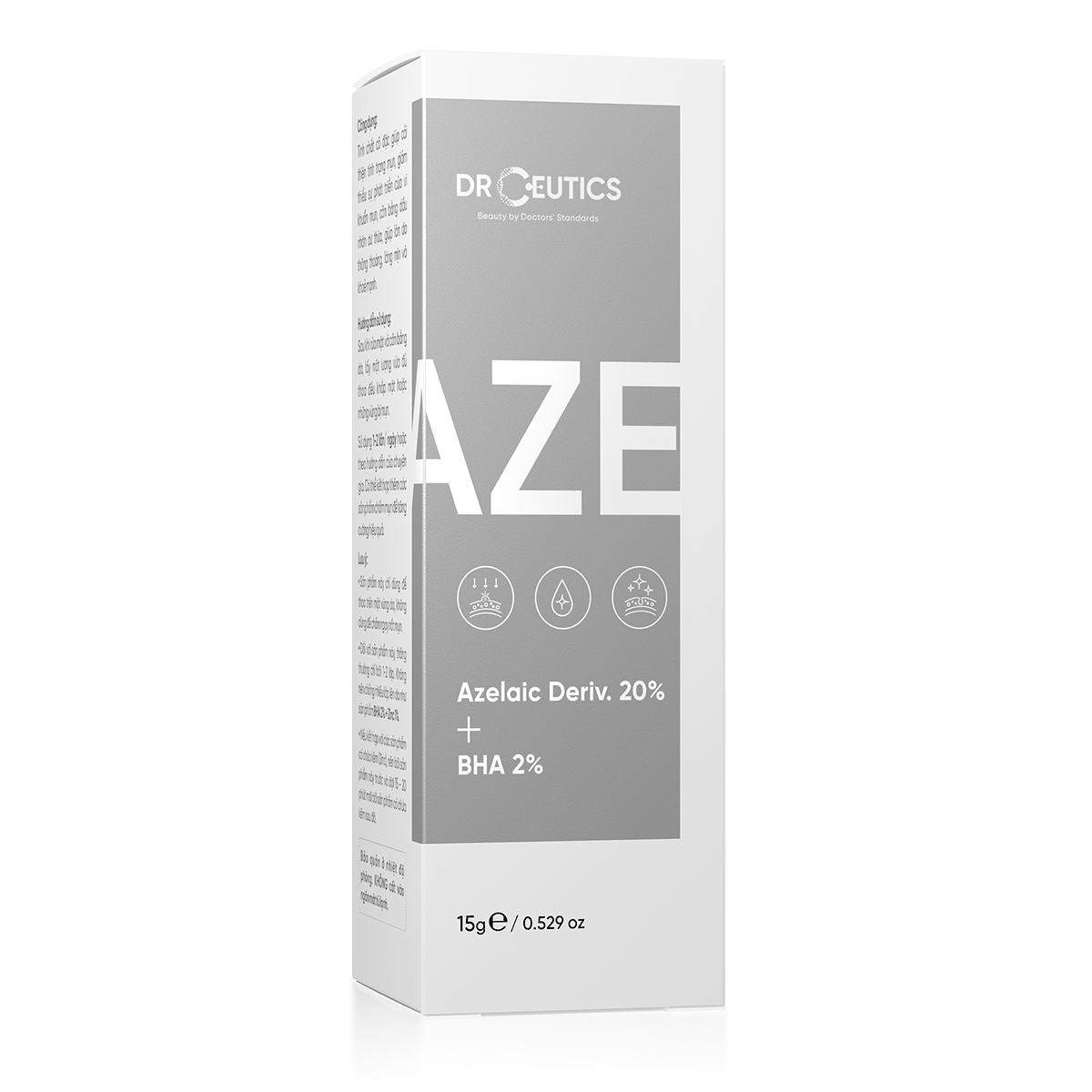 Serum giảm mụn mờ thâm DrCeutics Azelaic Deriv 20% + BHA 2% 15g