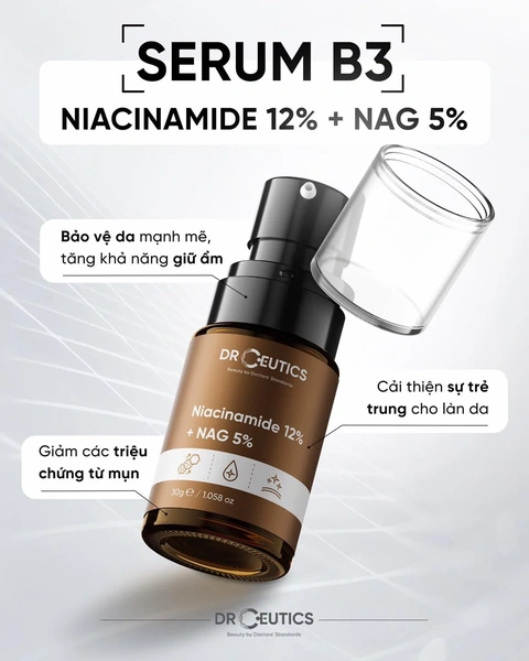 Serum giảm thâm, sáng da, kiềm dầu DrCeutics Niacinamide 12% + NAG 5% 30ml