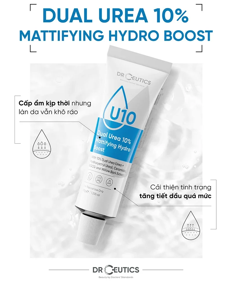 Gel cấp ẩm DrCeutics Dual Urea 10% Mattifying Hydro Boost 35g