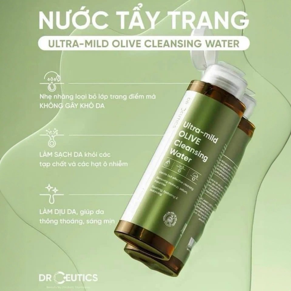 Nước tẩy trang DrCeutics Ultra - Mild Olive Cleansing Water 500ml