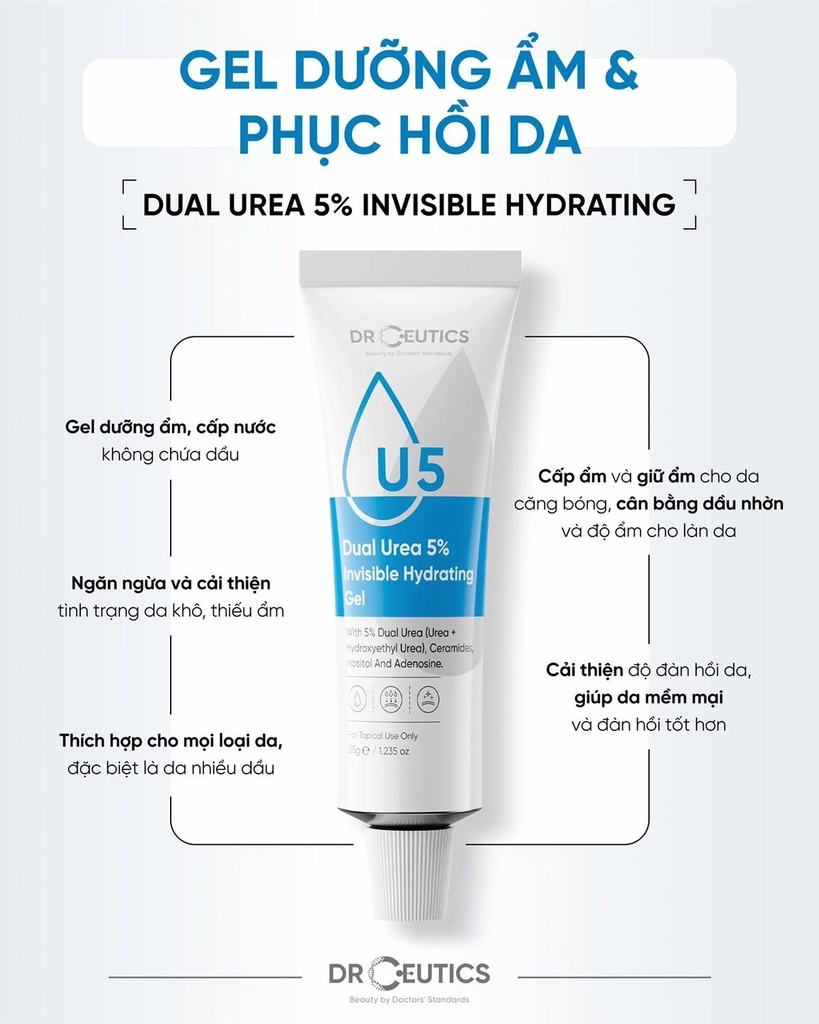 Gel cấp ẩm DrCeutics Dual Urea 5% Invisible Hydrating Gel  35ml