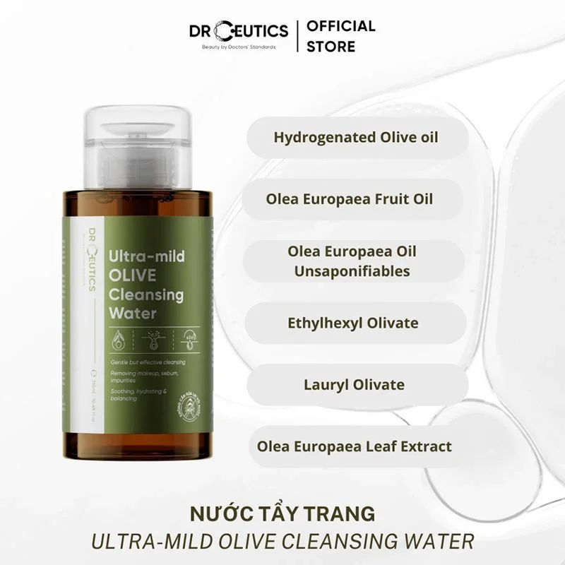 Nước tẩy trang DrCeutics Ultra - Mild Olive Cleansing Water 500ml