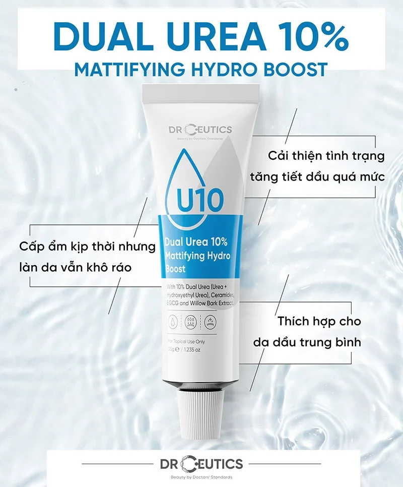 Gel cấp ẩm DrCeutics Dual Urea 10% Mattifying Hydro Boost 35g