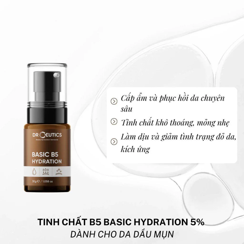 Serum cấp ẩm cho da dầu mụn DrCeutics Basic B5 Hydration 30g