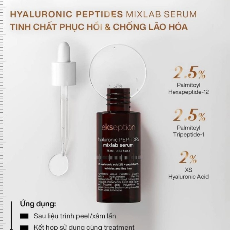 Tinh chất phục hồi chống lão hóa da Ekseption Hyaluronic PEPTIDES mixlab serum