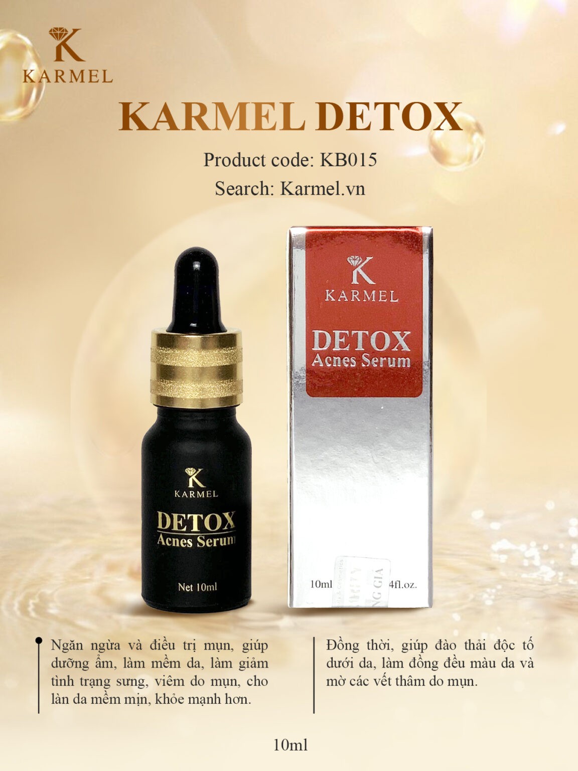 Serum loại bỏ mụn đầu đen bã nhờn dưỡng trắng da Detox Acnes Karmel