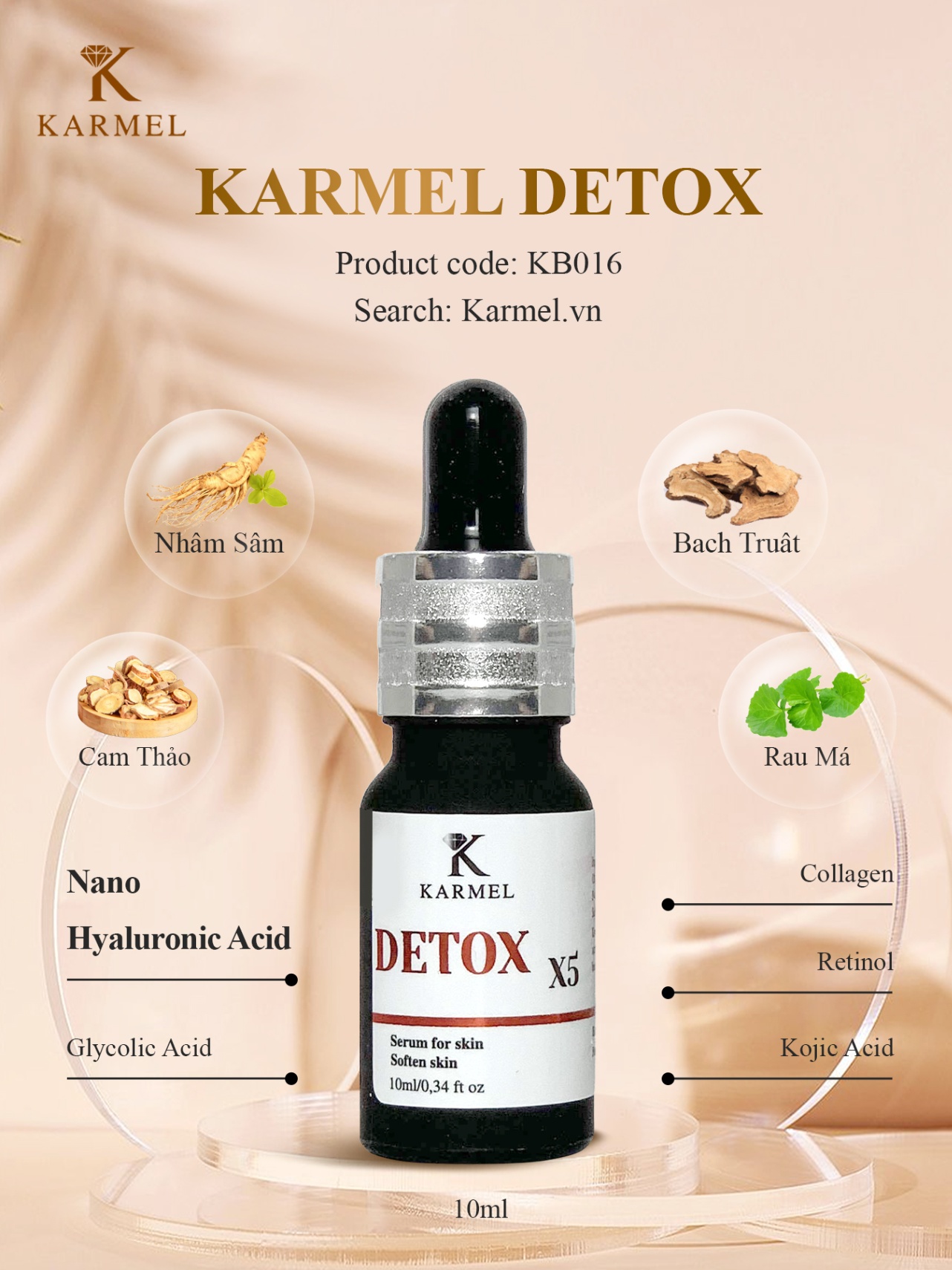 Serum xoá mụn mờ thâm nám kiềm dầu Serum Detox X5 Karmel